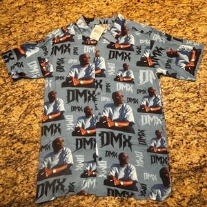 NEW DMX Mens Blue All Over Print Short Sleeve‎ Button Up Shirt DMX1090 Small